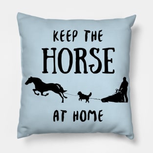 Horse Mushing - black Pillow