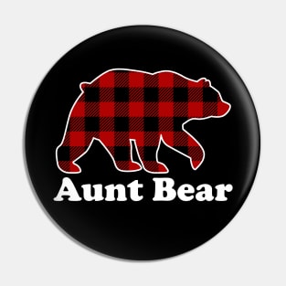 Aunt Bear Red Plaid Christmas Pajama Family Pin