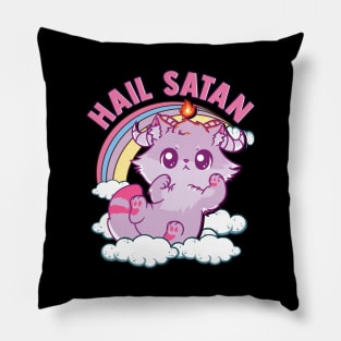 Funny Satanic Hail Satan Kitten Cute Rainbow Cat Pillow