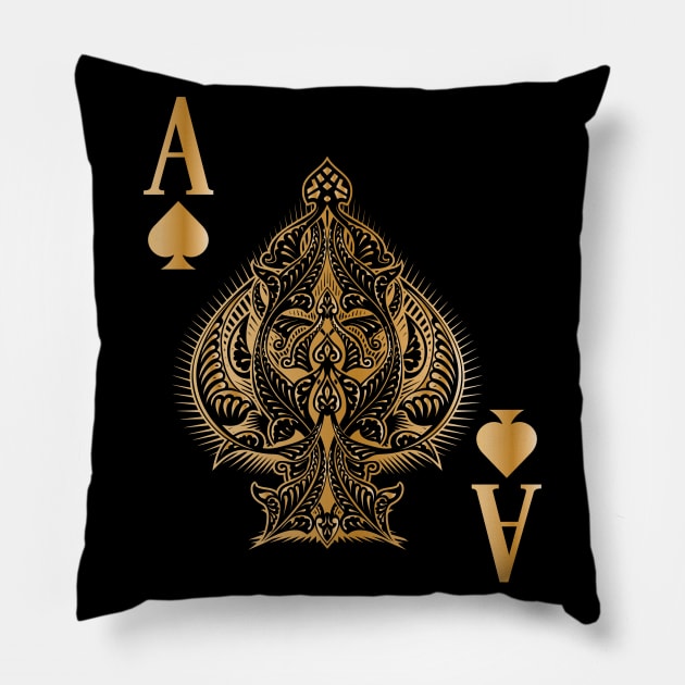 Spades Poker Ace Casino Pillow by MooonTees