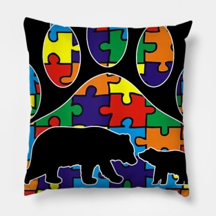 Womens Proud Mama Bear Autism Awareness Shirt Mom Mommy Bear Paw Pillow