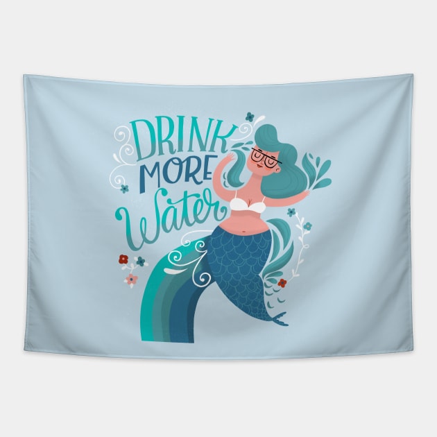 Work From Home Happy- Drink More Water Tapestry by CynthiaF