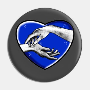 erotic hands in a royal blue heart cute gift Pin