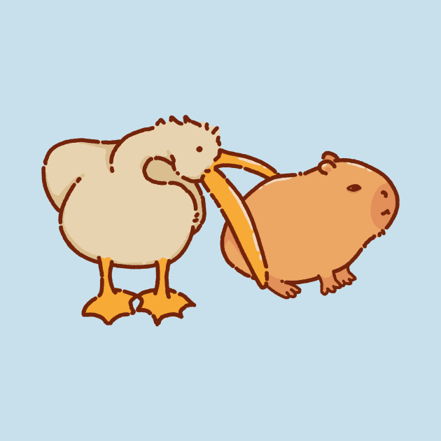 Pelican trying to eat a capybara by manydoodles