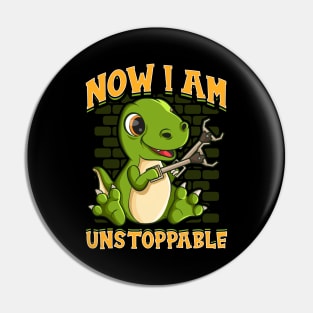 I Am Unstoppable TRex Funny Short Dinosaur Arms Pin