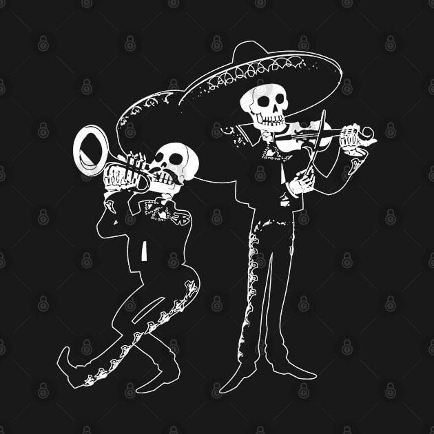 Mariachi Musician Funny Skeletons of Dia De Los Muertos Festival by EddieBalevo