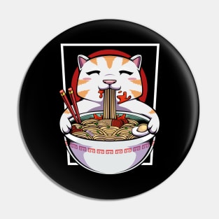 Cat - Cute Kawaii Noodle Soup Eating Kitty Pin