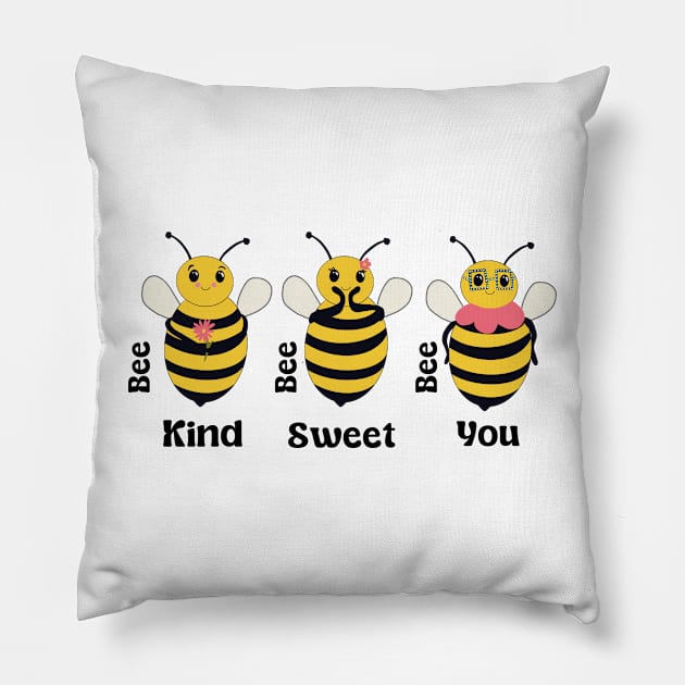 Cute Little Bees - be kind | be sweet | be you Pillow by Suneldesigns