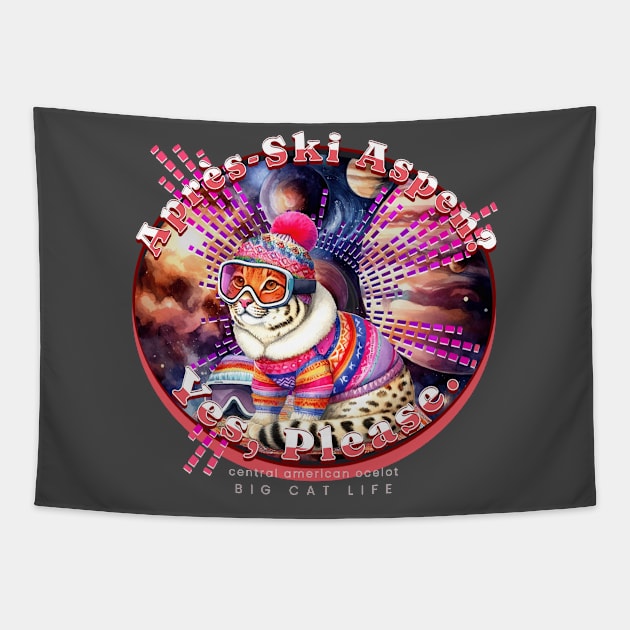 Apres-Ski Aspen Cosmic Beanie Spotted Ocelot 69L Tapestry by catsloveart