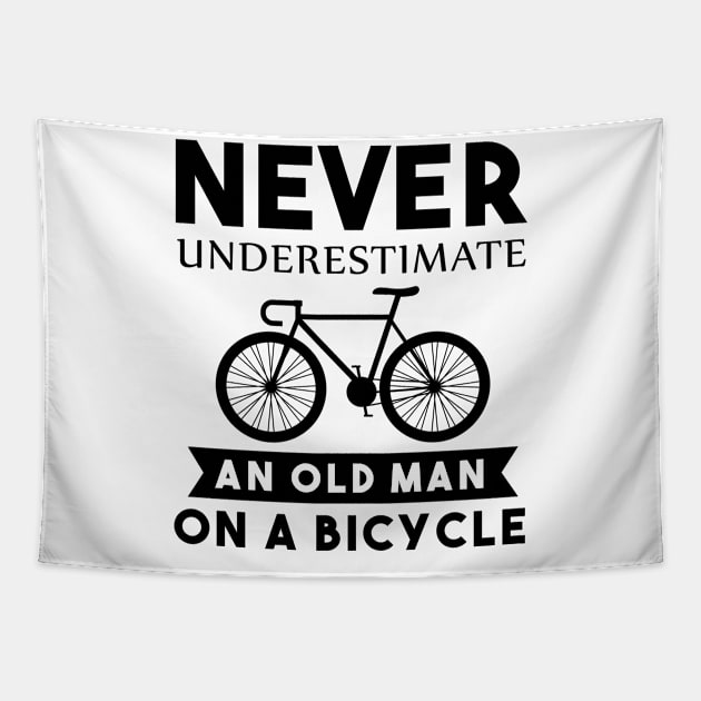 Never Underestimate an old man on a bicycle Tapestry by livamola91