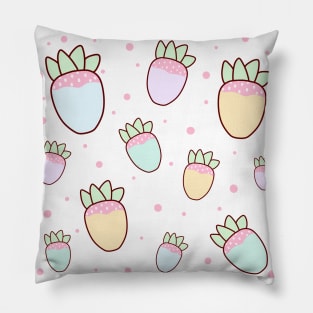 Pastel Strawberries Pattern Pillow