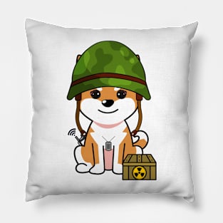 Funny orange dog is a soldier Pillow