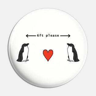 Funny Social Distancing Penguins Red Heart Pin