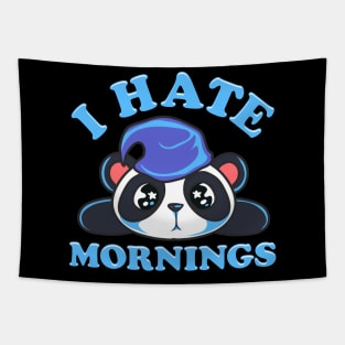 Cute & Funny I Hate Mornings Lazy Sleepy Panda Tapestry