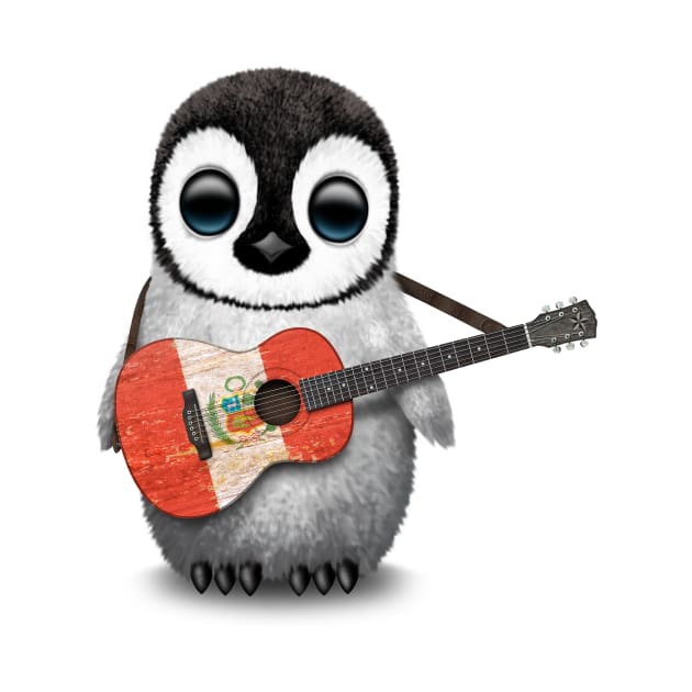 Baby Penguin Playing Peruvian Flag Guitar by jeffbartels