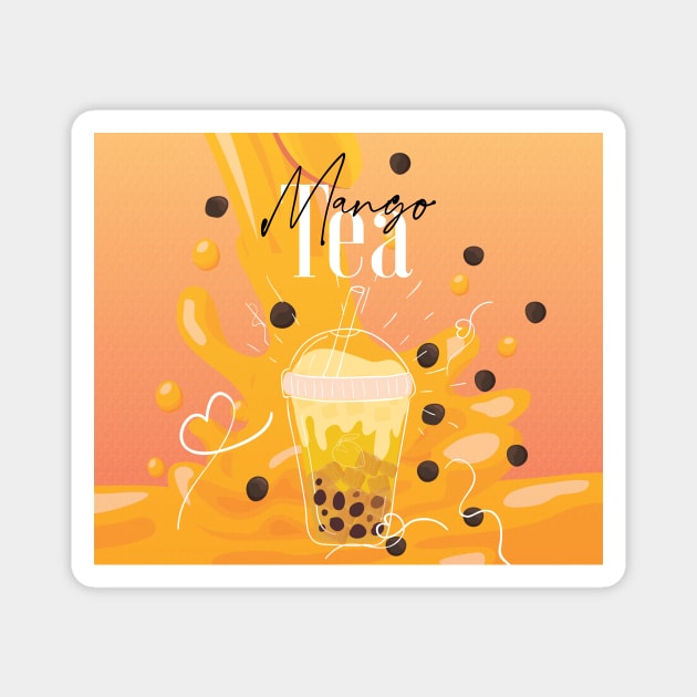 Mango Tea, Boba Tea, Bubble Tea fruit Magnet by ivaostrogonac