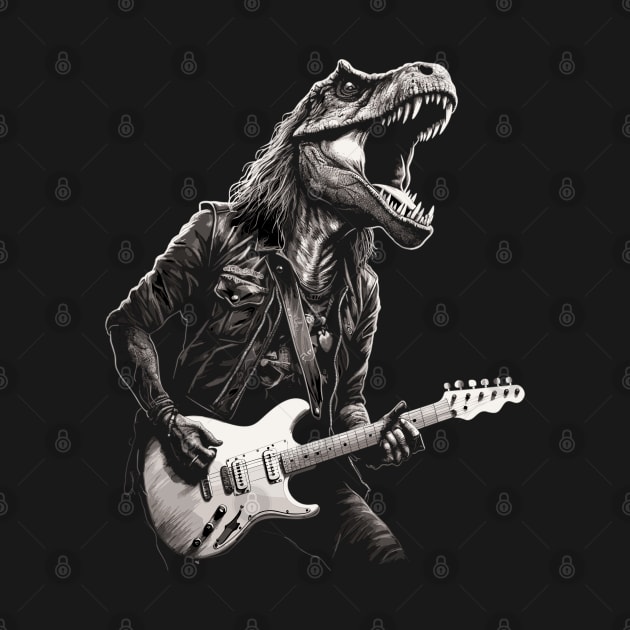 Rock & Roll Music Concert Festival Dinosaur T-rex Guitar by KsuAnn