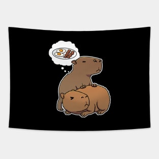 Capybara thinking about Bacon and Eggs Tapestry