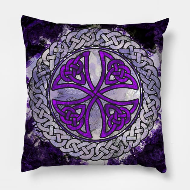 Purple Celtic Shield Knot on Marble Pillow by Leroy Binks