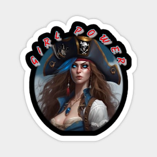 Girl power, stunning blue eyed pirate girl Magnet