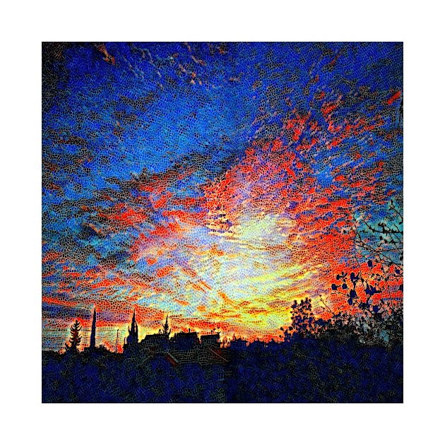 Mosaic sky ablaze with dawn colours by mister-john