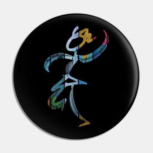 Colorful Dancing Stick Woman Pin