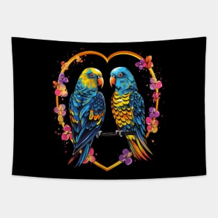 Parakeet Valentine Day Tapestry