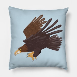 Golden eagle funny cartoon illustration Pillow