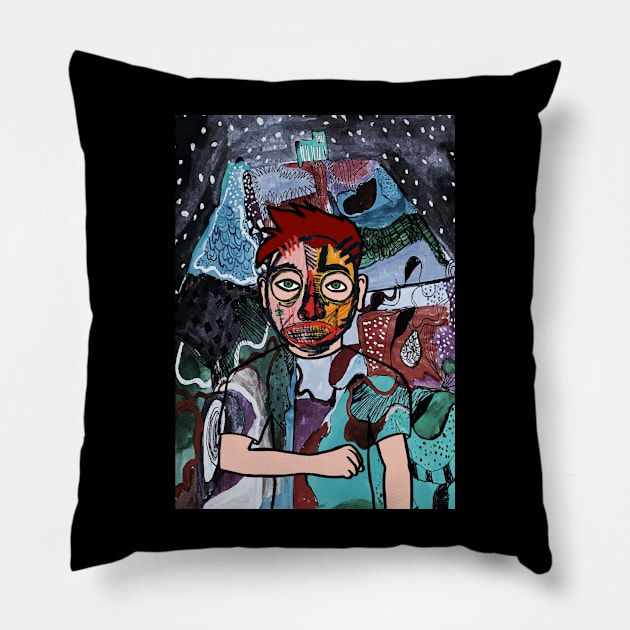 Unique MaleMask Digital Collectible with StreetEye Color and GreenSkin on TeePublic Pillow by Hashed Art