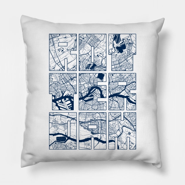 Rotterdam, Netherlands City Map Typography - Coastal Pillow by deMAP Studio