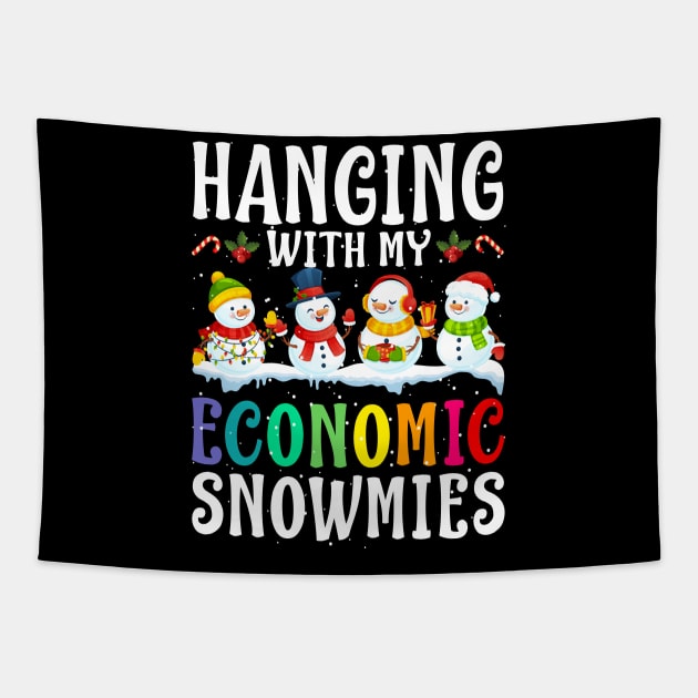 Hanging With My Economic Snowmies Teacher Christma Tapestry by intelus