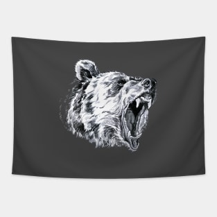 Roaring bear head Tapestry