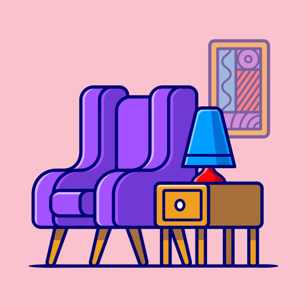 Sofa, Corner Table, And Lamp Cartoon by Catalyst Labs