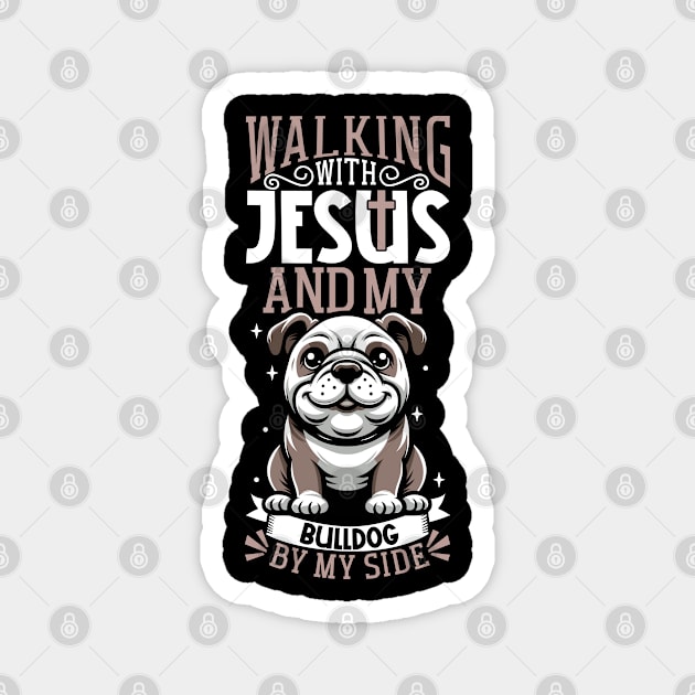 Jesus and dog - Bulldog Magnet by Modern Medieval Design