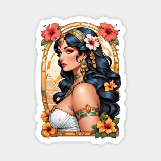 Cleopatra Queen of Egypt retro vintage floral design Magnet