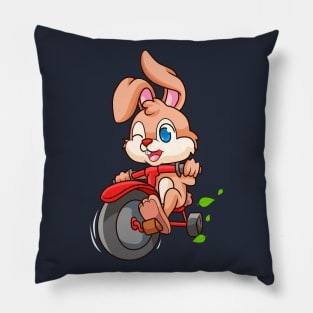 Cute Funny Biker Rabbit Pillow