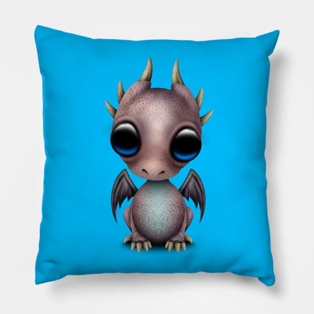 Cute Baby Dragon Pillow by jeffbartels