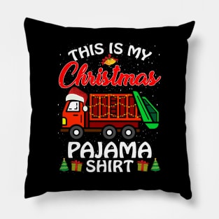 This is my Christmas Pajama Shirt Garbage Truck Pillow