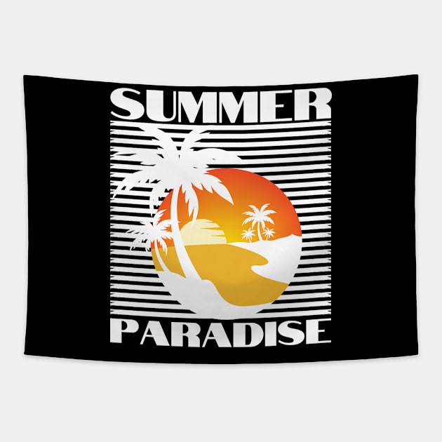 Summer Paradise. Summertime, Fun Time. Fun Summer, Beach, Sand, Surf Retro Vintage Design. Tapestry by That Cheeky Tee