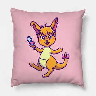 Cute Kangaroo With Make Up Cartoon Pillow