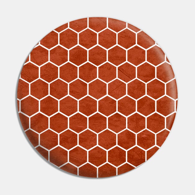 Hexagonal Textured Pattern Rustic Barn Red Pin by Jared S Davies