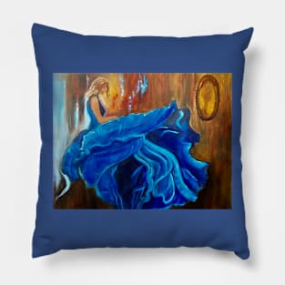 Girl in a Blue Gown Pillow