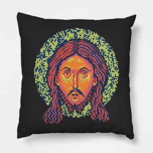 Icon of Christ 16bit - Pixel Art Pastel Pillow