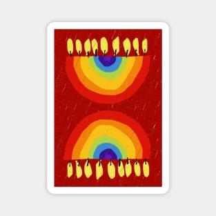 Rainbow Chanukiah Red Print Magnet