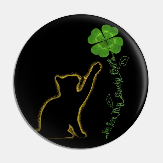You Are My Lucky Charm - St. Patricks Day Cat - Glowing Kitten With Four Leaf Clover Pin by Trade Theory
