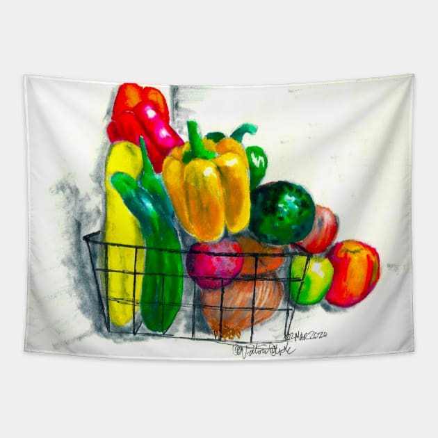 Veggy Basket Tapestry by Art of V. Cook