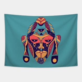 Retro Triad African Mask 7 Tapestry