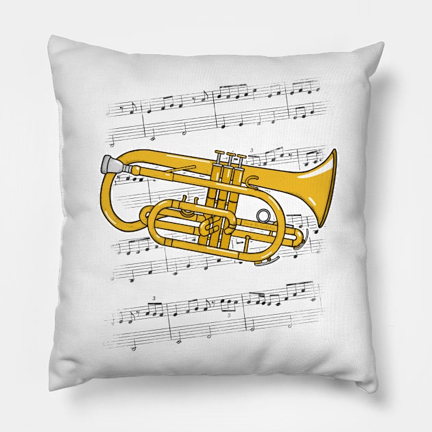 Cornet Player Cornetist Brass Musician (Colour) Pillow by doodlerob