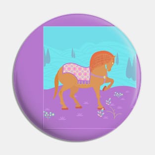 Persian Horse Trotting in a Meadow Pin