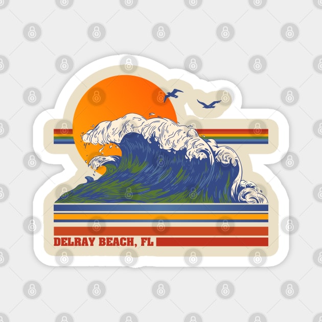 Retro Delray Beach Florida 70s Style Tourist Souvenir Magnet by darklordpug